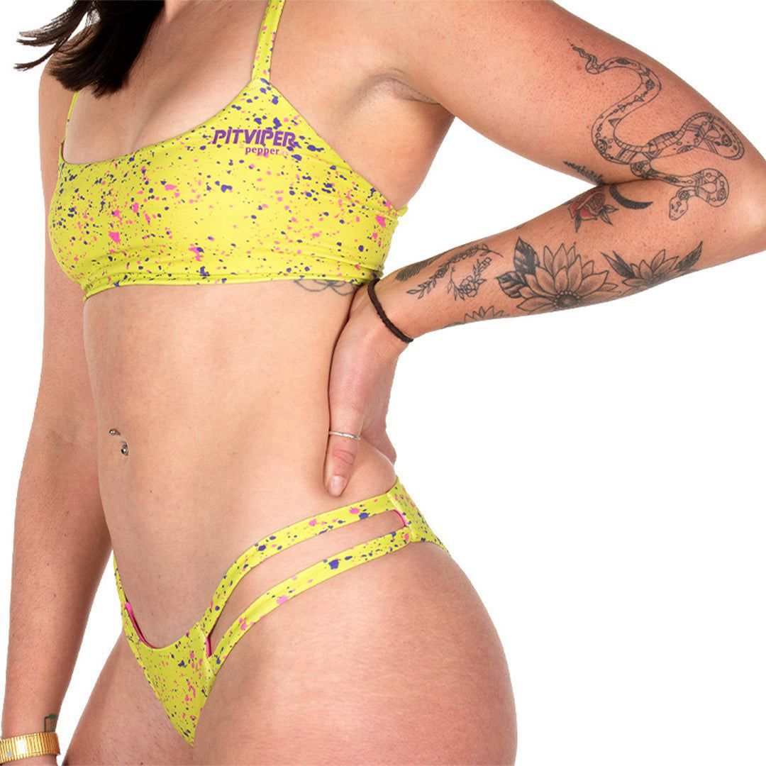 Pit Viper 1993 Splatter Bikini Top Yellow | UK YIEFSD-942