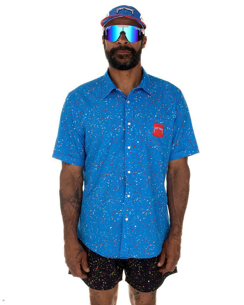 Pit Viper Blue Ribbon Party Shirts Blue | UK UKVRAT-543