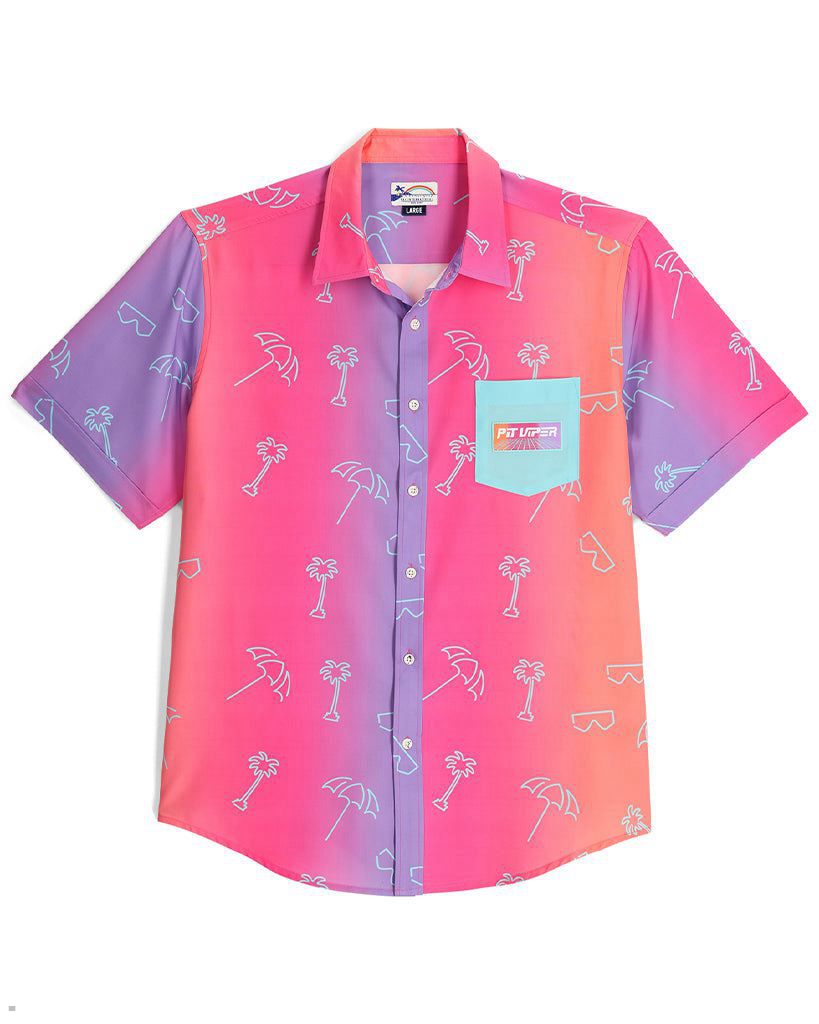 Pit Viper Copacabana Party Shirts Pink | UK RSOFNK-983