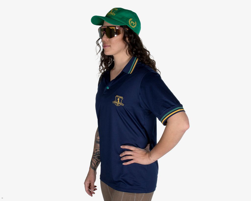 Pit Viper Fuck Golf Tech Polo Shirts Navy | UK EWTPSK-196