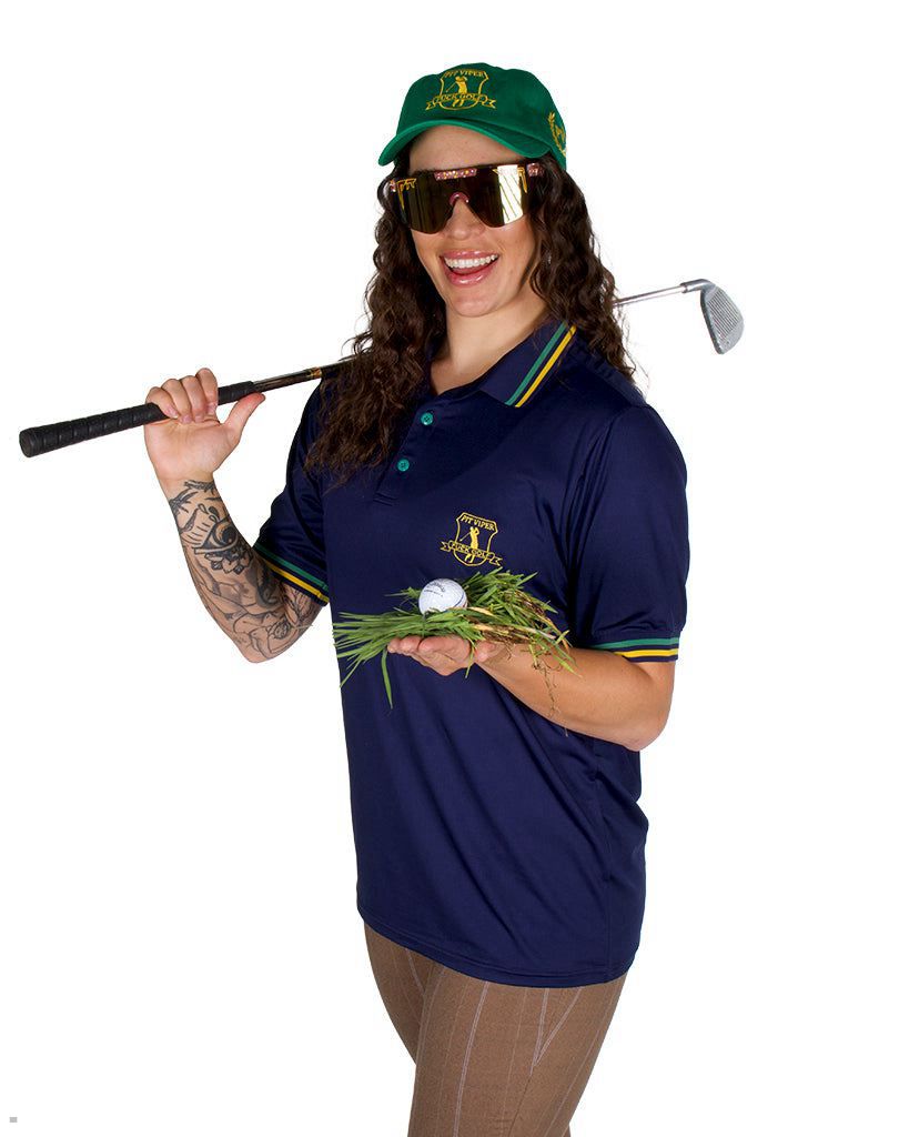 Pit Viper Fuck Golf Tech Polo Shirts Navy | UK EWTPSK-196