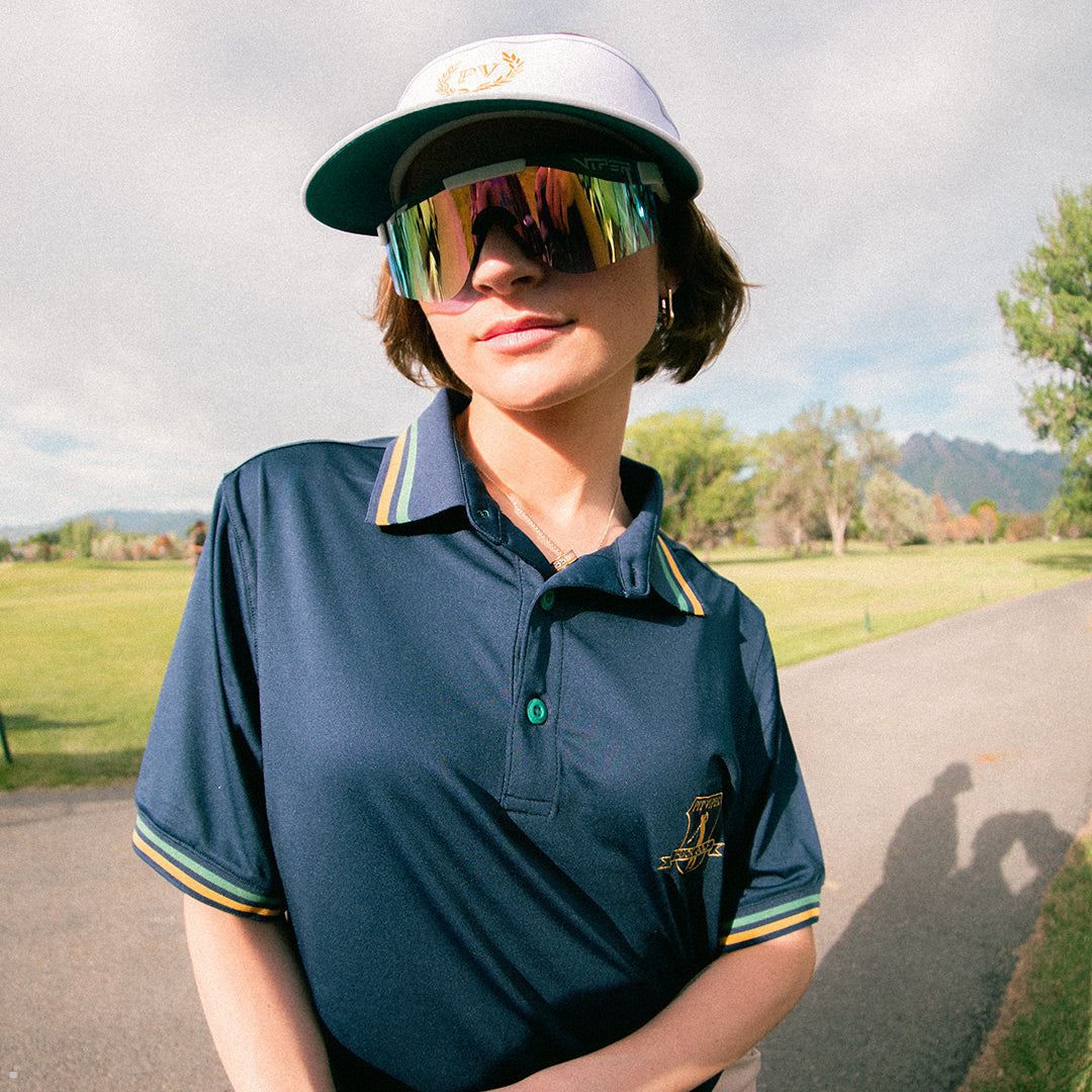 Pit Viper Fuck Golf Tech Polo Shirts Navy | UK EWTPSK-196