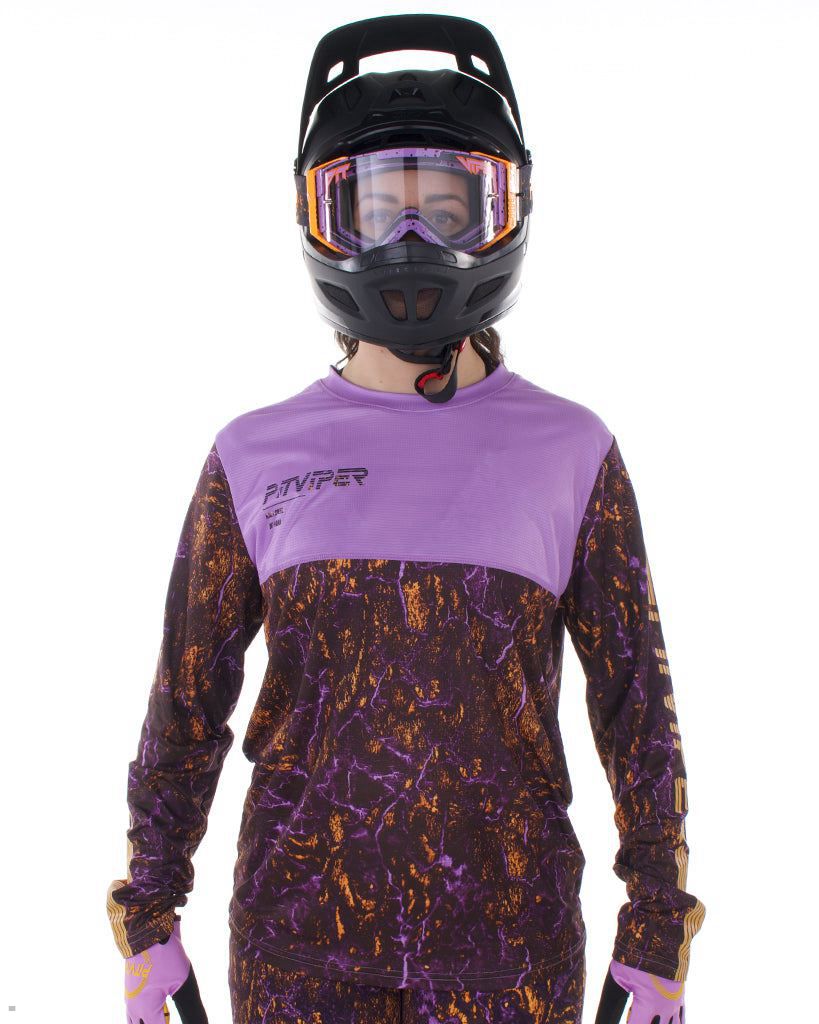 Pit Viper High Speed Off Road II Long Sleeve Jersey Purple | UK DXCYGV-453