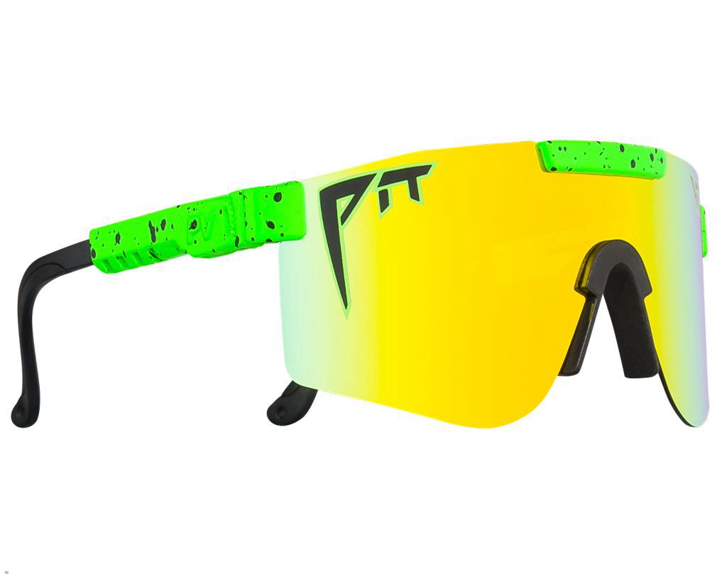 Pit Viper The Boomslang Polarized Double Wide Sunglasses Green | UK FAEYPD-736