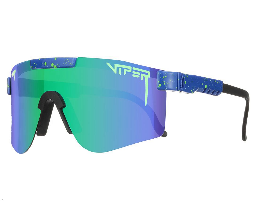 Pit Viper The Leonardo Polarized Double Wide Sunglasses Blue | UK KQNLUW-268