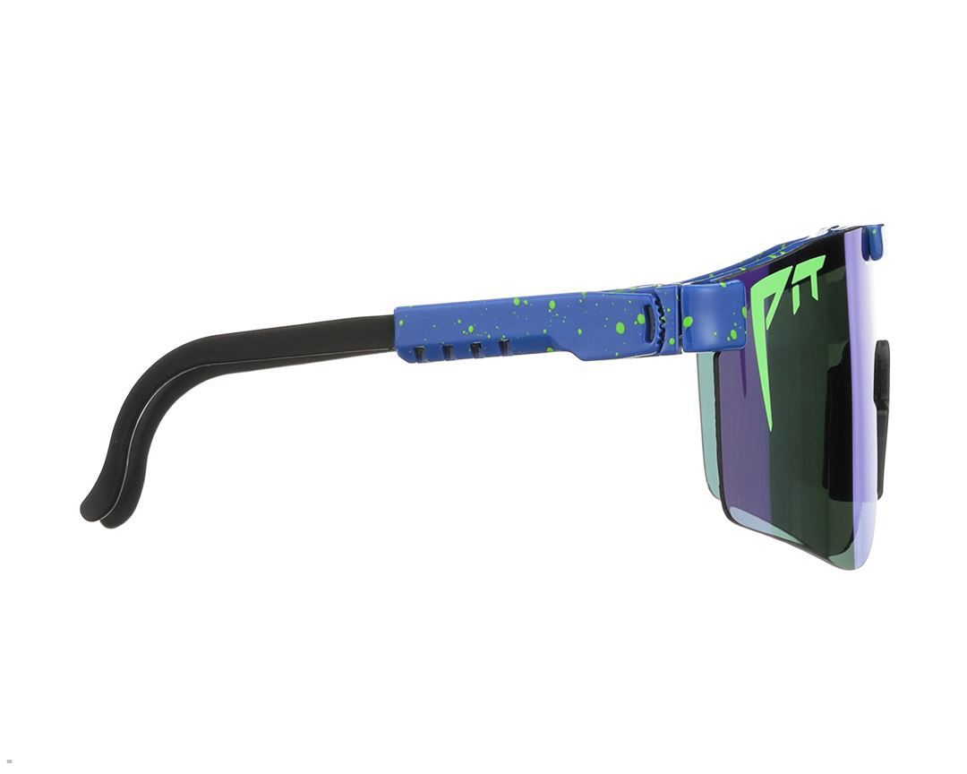 Pit Viper The Leonardo Polarized Double Wide Sunglasses Blue | UK KQNLUW-268