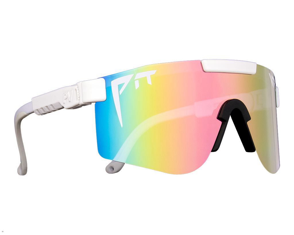 Pit Viper The Miami Nights Double Wide Sunglasses White | UK DPSGWZ-568