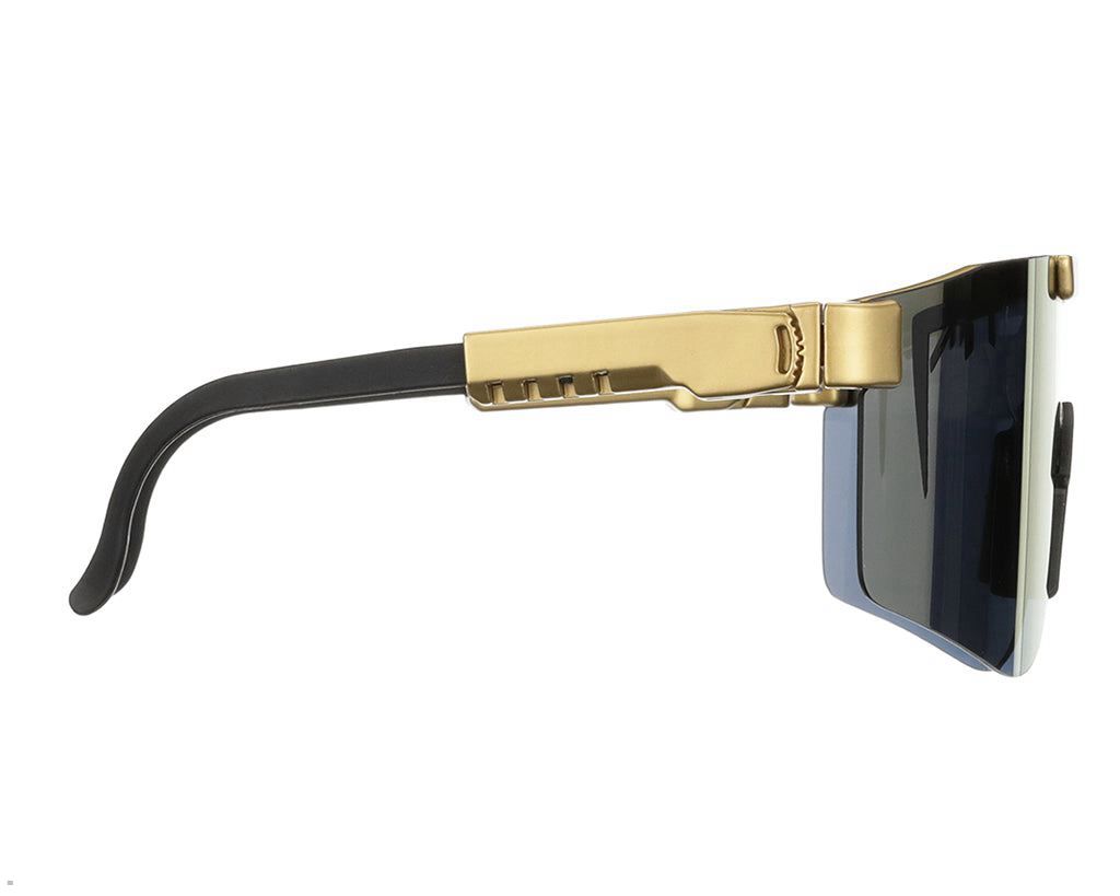 Pit Viper The Standard Polarized Double Wide Sunglasses Gold | UK KJMTIV-812