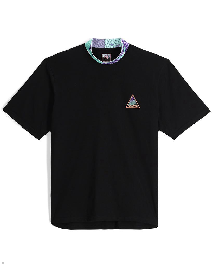 Pit Viper Naples Hi Collar T-Shirts Black | UK MXRAFK-845