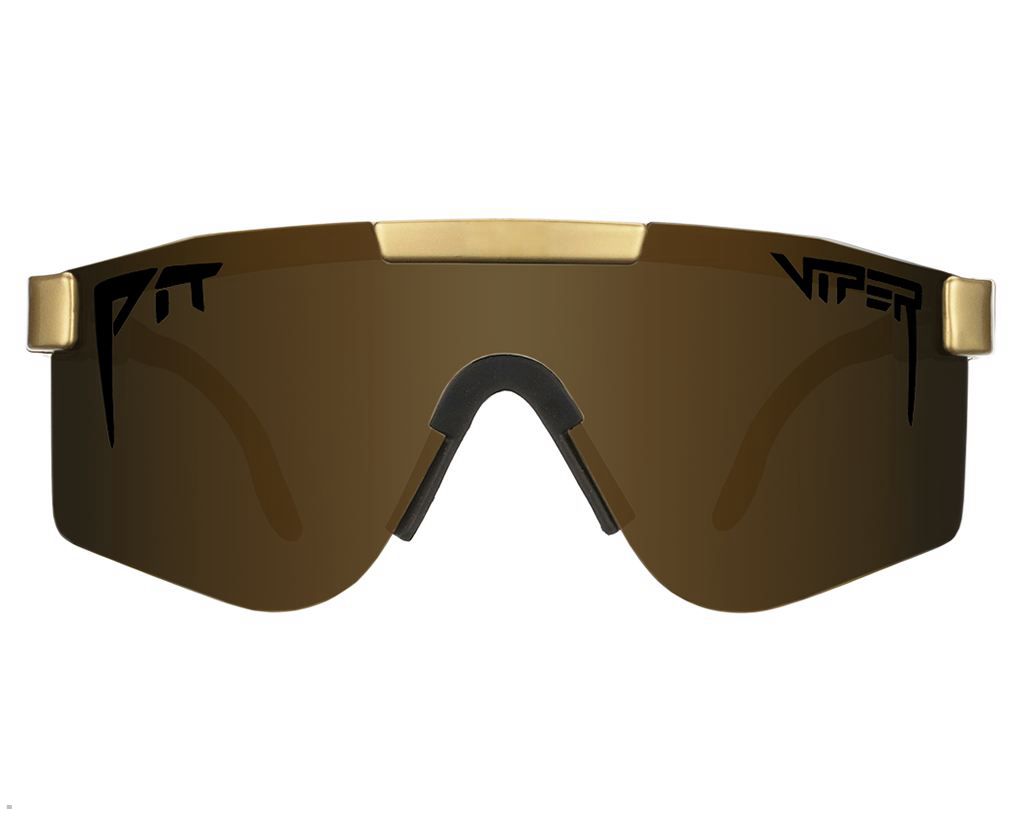 Pit Viper The Standard Polarized Double Wide Sunglasses Gold | UK KJMTIV-812